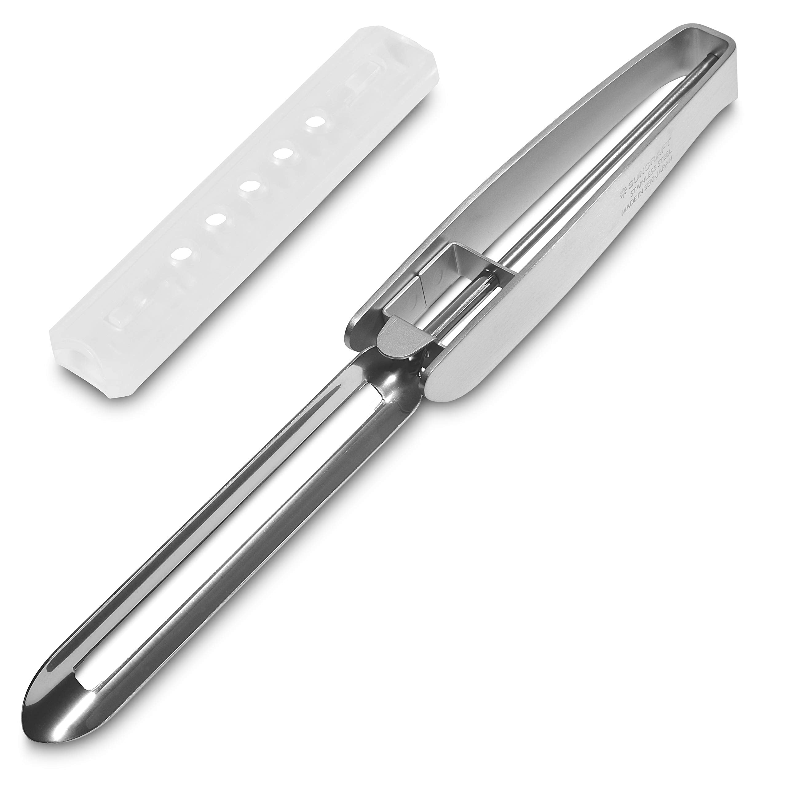 Seki Japan Stainless Steel Long Vegetable Peeler – 8.5" Ergonomic Peeler with Safety Cover