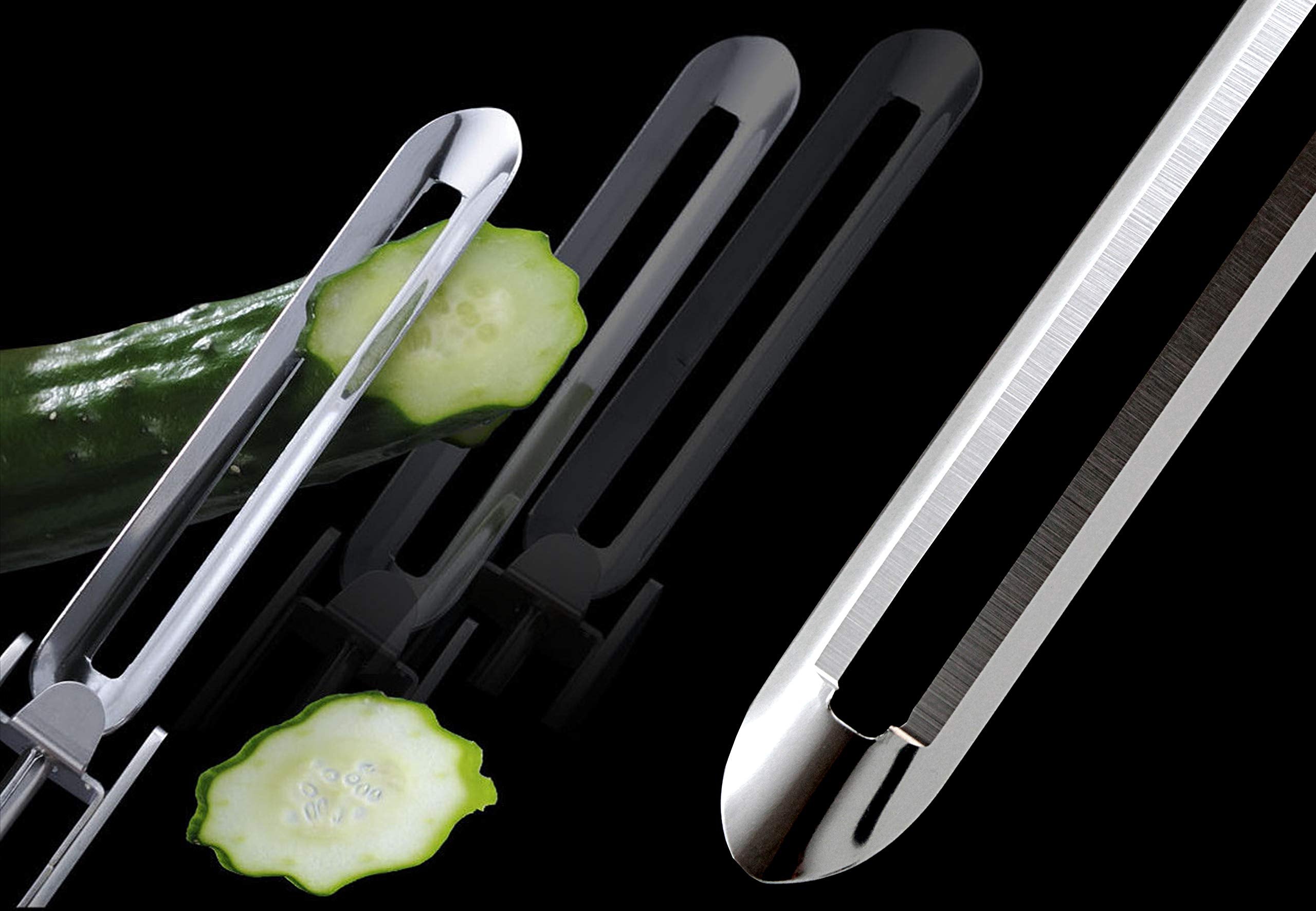 Seki Japan Stainless Steel Long Vegetable Peeler – 8.5" Ergonomic Peeler with Safety Cover