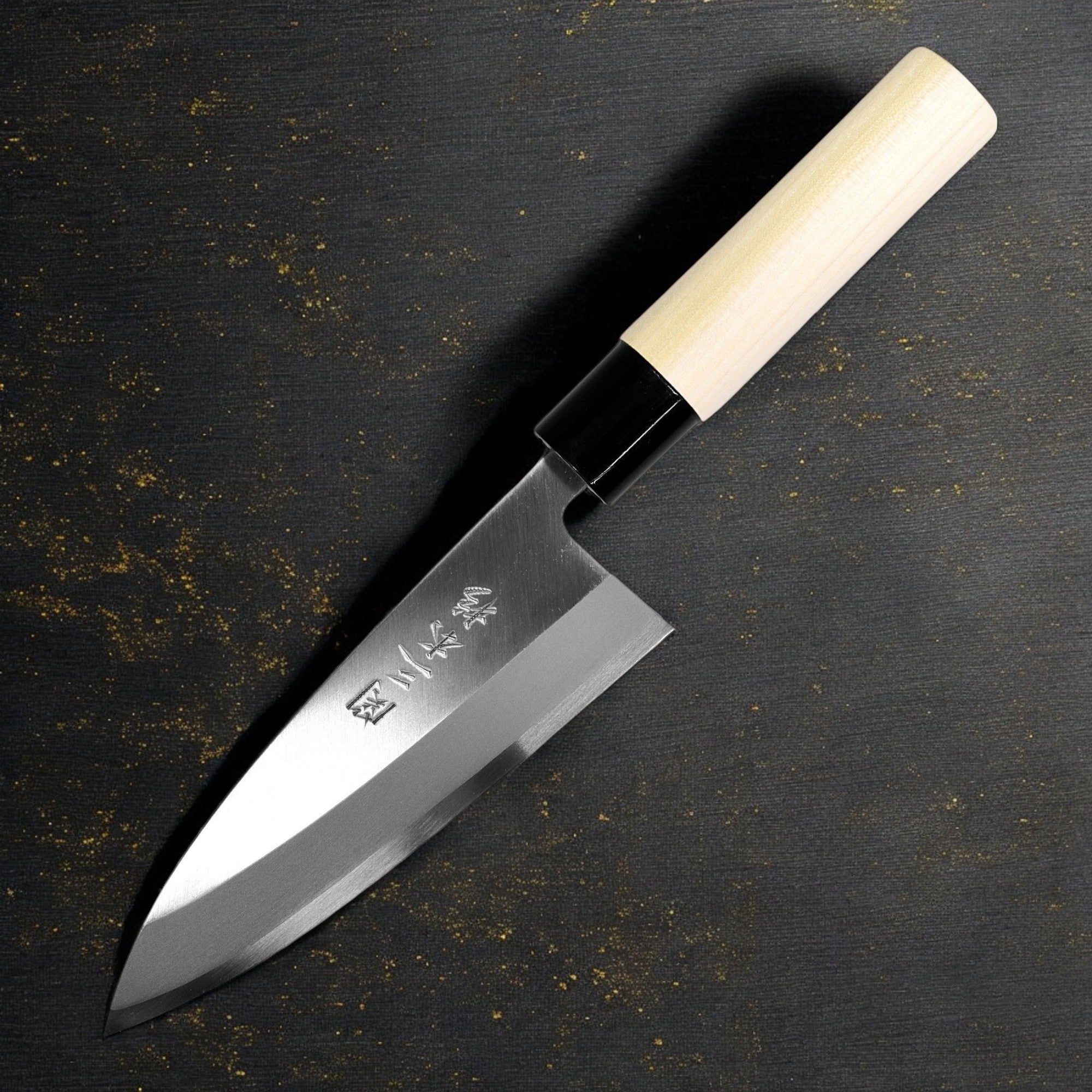 関三本杉 出刃包丁 左利き 150 白二鋼 朴の木 鍛造