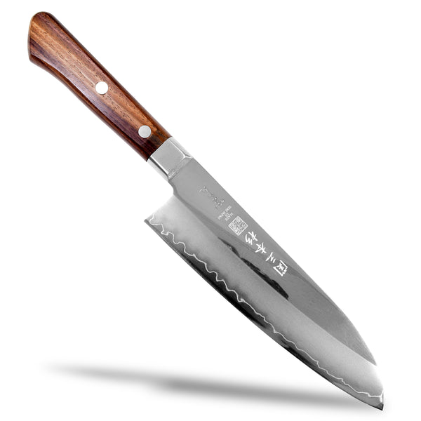 ★新品送料込★堺菊守ゴールドゴールド本割込牛刀包丁180mm舟行型三徳包丁両刃 洋包丁 堺菊守 日本鋼（口金付） 牛刀 180mm 1本 名入れ彫刻無料