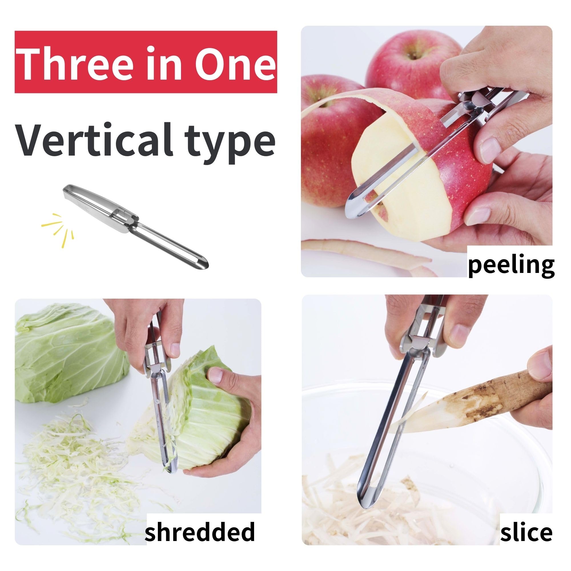 Seki Japan Stainless Steel Long Vegetable Peeler – 8.5" Ergonomic Peeler with Safety Cover