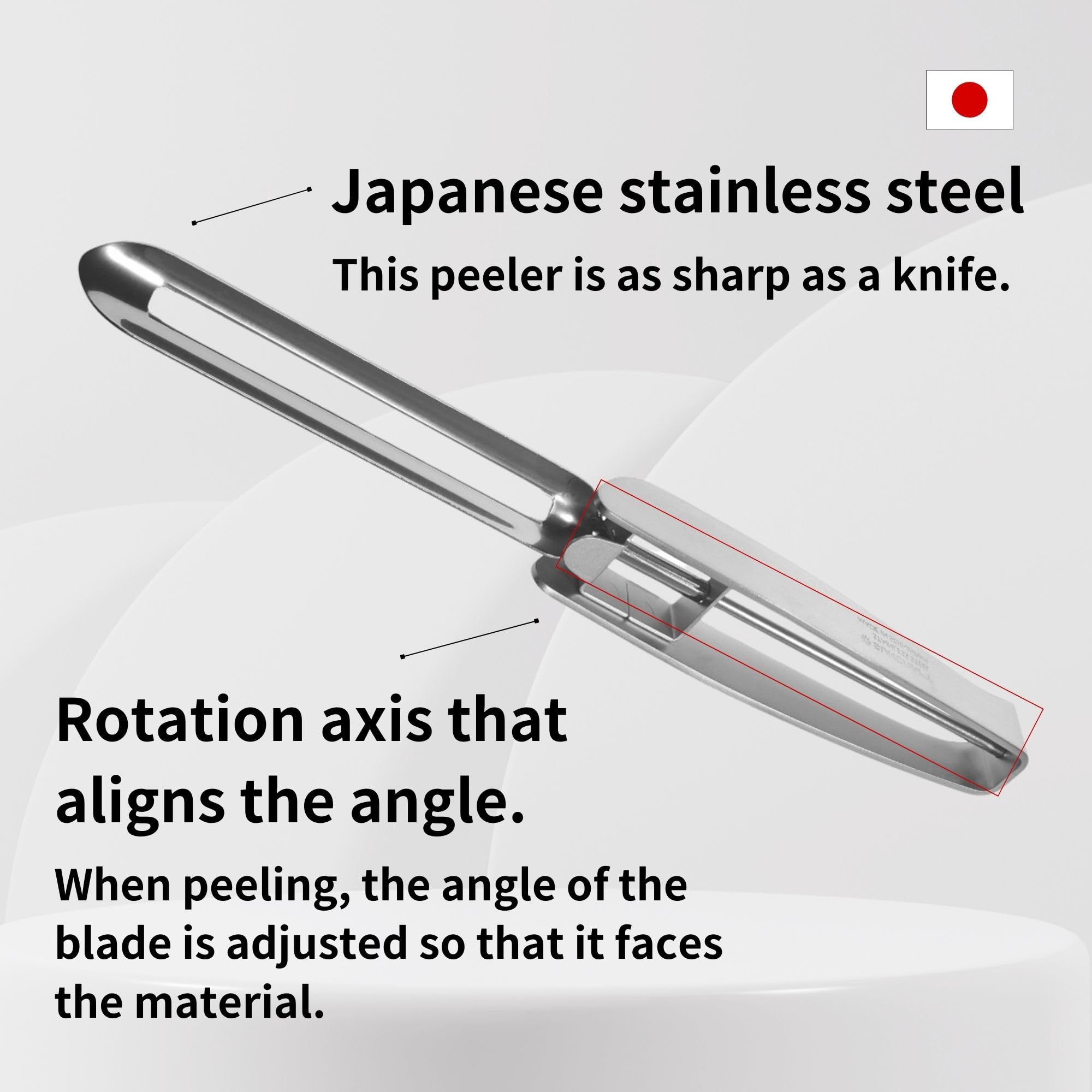 Seki Japan Stainless Steel Long Vegetable Peeler – 8.5" Ergonomic Peeler with Safety Cover